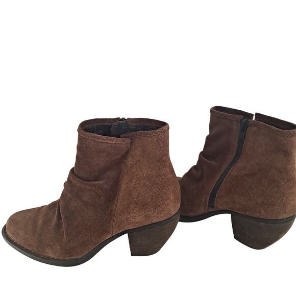 Western Slouchy Suede Cowboy Ankle Boots Born Sz 8 Brown Retro Rugged Distressed - Picture 2 of 8